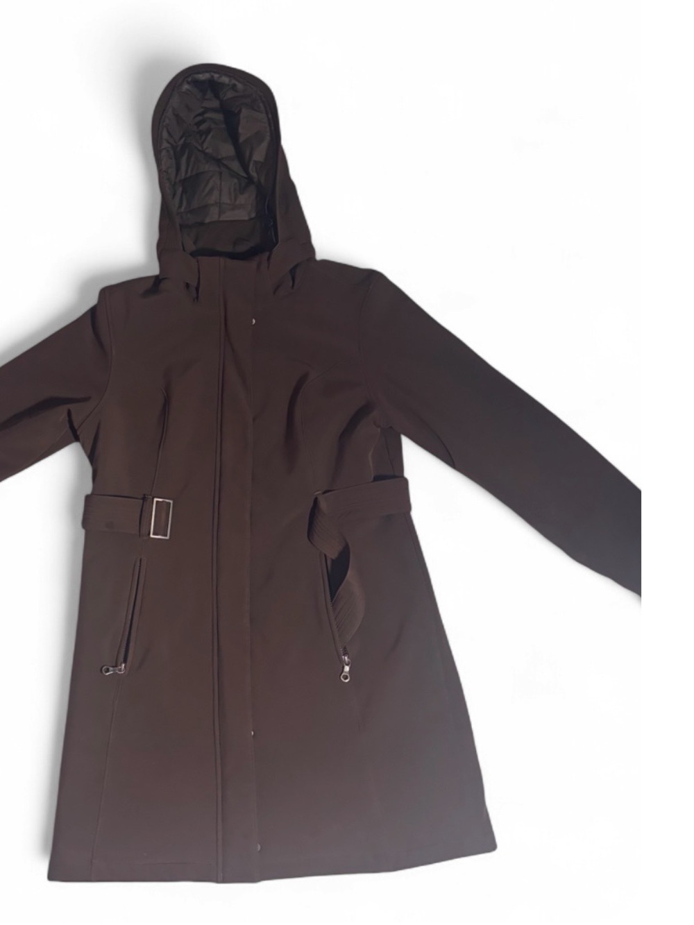 The North Face Women's Chocolate Brown Belted Hooded Winter Coat Size M